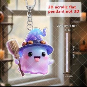 Cute Ghost Keychain with Witch Hat
